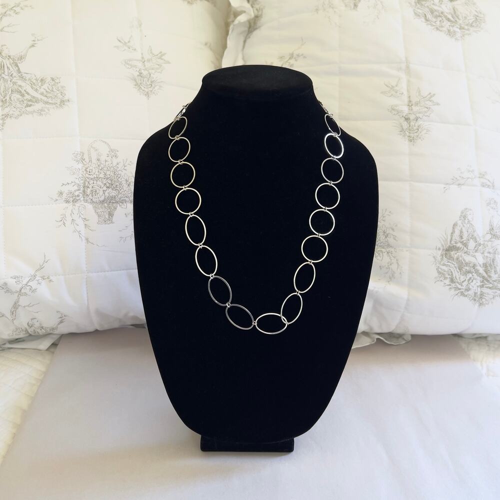 Vintage Y2K Silver Tone Link Chain Necklace